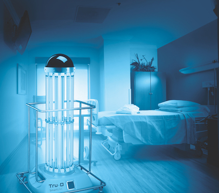 Tru-D-UV-Disinfection-in-Hospital-Room-Reducing-HAIs Photo of Germ Killing Robot